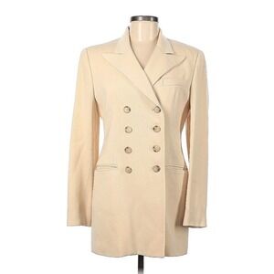 Ralph Lauren Vintage Ivory Double Breasted Blazer Wool Notch Collar Size 6 Cream